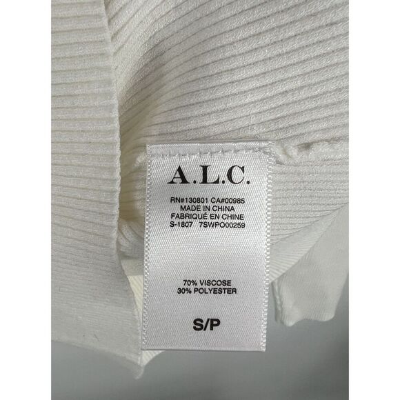 A.L.C. Womens Ribbed Cut Out Turtleneck Knit Sweater Blouse Off White Size Small - Picture 2 of 4